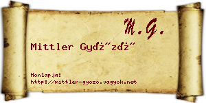 Mittler Győző névjegykártya